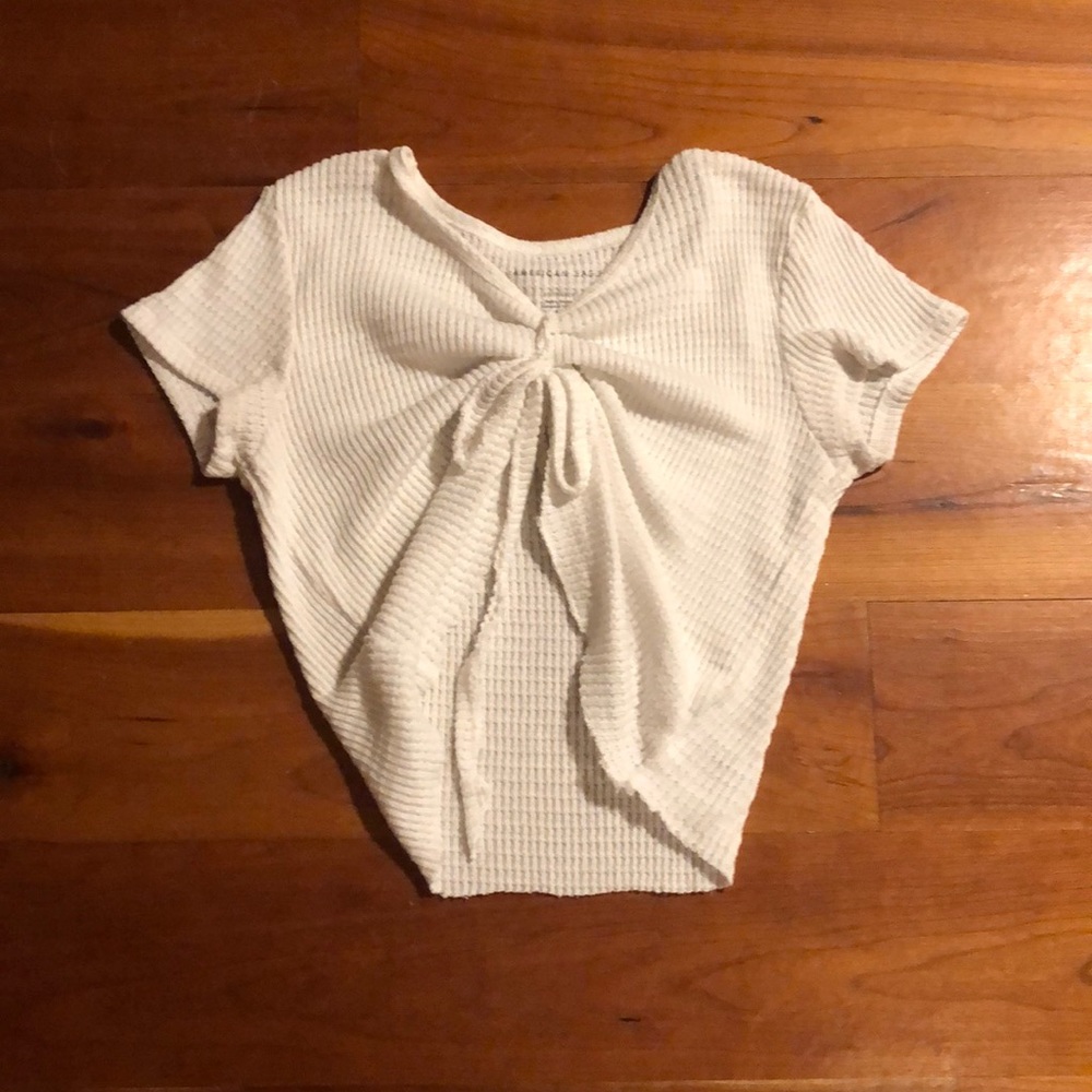 Woven Crop Top with Tie Front